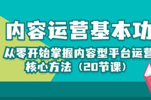 内容运营-基本功:从零开始掌握内容型平台运营核心方法(20节课)