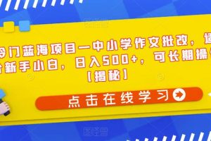 冷门蓝海项目—中小学作文批改，适合新手小白，日入500+，可长期操作【揭秘】