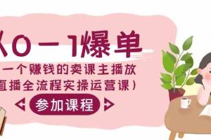 (9032期)从0-1爆单-做一个赚钱的卖课主播放(直播全流程实操运营课)
