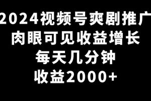 (9028期)2024视频号爽剧推广,肉眼可见的收益增长,每天几分钟收益2000+