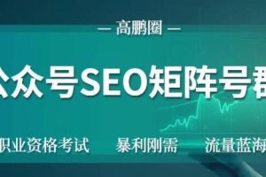 高鹏圈公众号SEO矩阵号群，实操20天纯收益25000+，普通人都能做