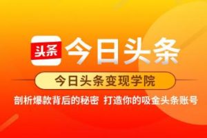今日头条变现学院·打造你的吸金头条账号，可落地可实操的头条变现方法