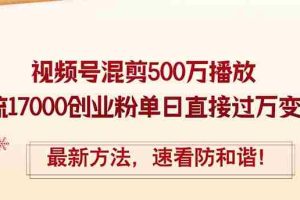 （12391期）精华帖视频号混剪500万播放引流17000创业粉，单日直接过万变现，最新方…